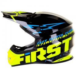 Casque First Racing K2 LIGHTNING BOLT - Noir / Jaune / Bleu